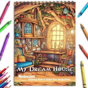 My Dream House Coloring Book Spiral Bound for Adults, Premium Cover, 30 Captivating Coloring Pages of Home Design Artwork for Stress Relief and Relaxation
