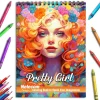 Pretty Girl Coloring Book Spiral Bound for Adults and Girls, Premium Cover, 30 Beautiful Lady Coloring Pages of Fashionable Inspiration for Stress Relief and Relaxation
